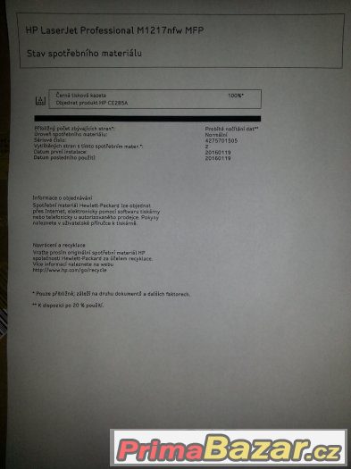 HP Laserjet M1217NFW / multifunkce s LAN a Wi-Fi HP Laserjet M1217NFW / multifunkce s LAN a Wi-Fi