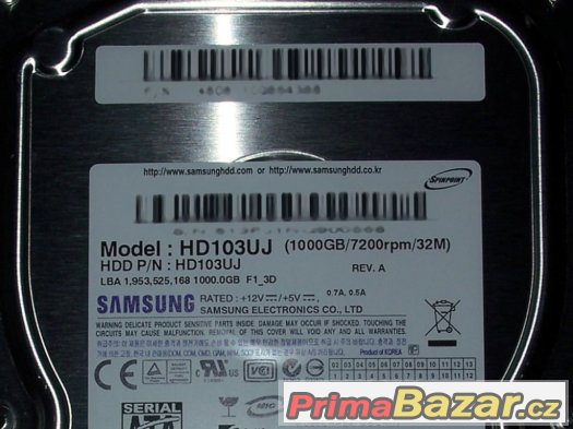 HDD SAMSUNG Spinpoint F1 HD103UJ 1000GB (1TB) 3,5“, SATA