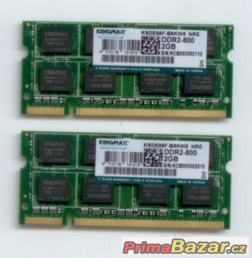 Prodám 2x2GB SODIMM DDR2 800 MHz Kingmax Prodám 2x2GB SODIMM DDR2 800 MHz Kingmax