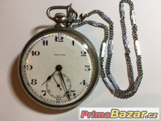 Prodám luxusní starožitné stříbrné kapesní hodinky ZENITH
