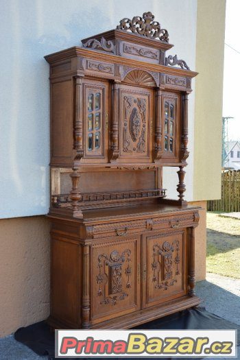 Starožitný, řezbovaný příborník - 120 let-Unikátní kus-velký Starožitný, řezbovaný příborník - 120 let-Unikátní kus-velký