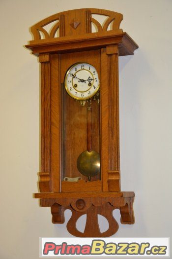 Starožitné řezbované hodiny Junghans 1920-dub-TOP stav