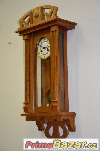 Starožitné řezbované hodiny Junghans 1920-dub-TOP stav