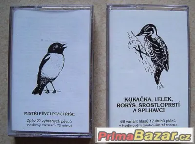 Zvukový záznam hlasů ptáků 2x, odborné knihy 7 ks, VHS