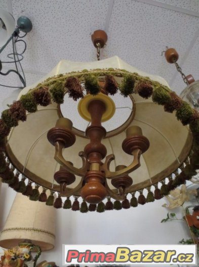 Závěsný lustr dřevo, mosaz, kůže. RUSTIKAL Závěsný lustr dřevo, mosaz, kůže. RUSTIKAL