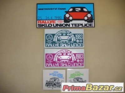 RALLYE SKLO UNION 1980, 1983 - set 5ks samolepek.