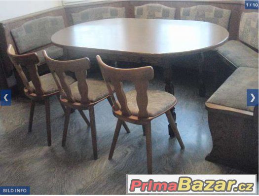Rustikální dřevěná (dub) jidelní souprava stůl, židle