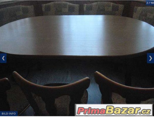 Rustikální dřevěná (dub) jidelní souprava stůl, židle