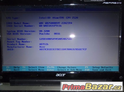 ACER ASPIRE ONE ZA3 A0751h-52Bk