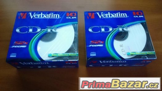 2x Verbatim CD-R 700MB 52x, AZO, slim box, 10ks v balení