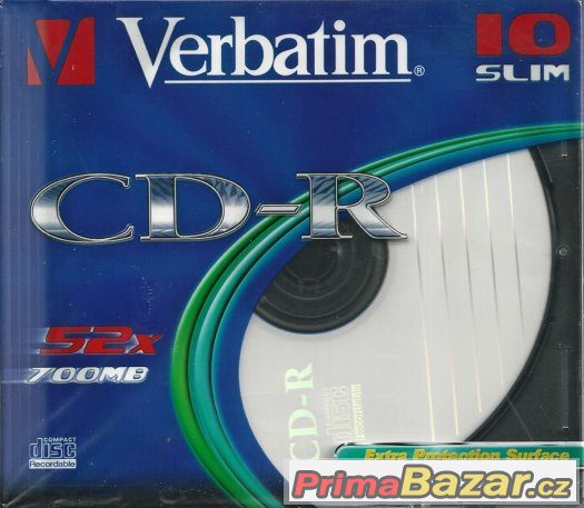2x Verbatim CD-R 700MB 52x, AZO, slim box, 10ks v balení