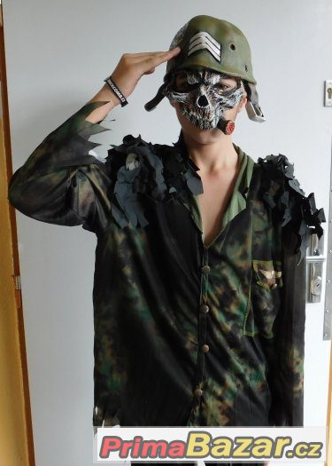 Karnevalový kostým maska voják, vel.140 až 170cm. Nové zabal