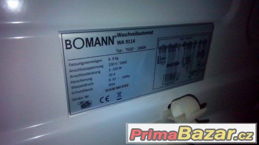 Prodám pračku bomann 6 kg 1400 o/min A