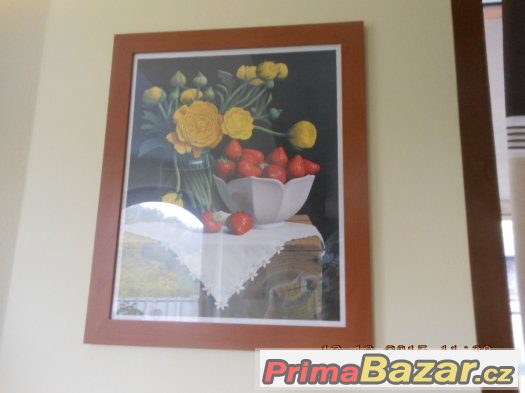 OBRAZ-KVĚTINY S MÍSOU JAHOD-VELMI PĚKNÝ OBRAZ-KVĚTINY S MÍSOU JAHOD-VELMI PĚKNÝ