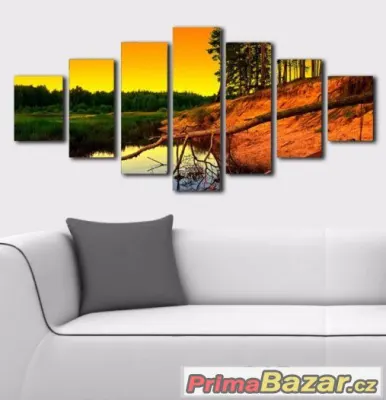 Velký obraz - sedmidílný - NA BŘEHU JEZERA - 210x100 cm