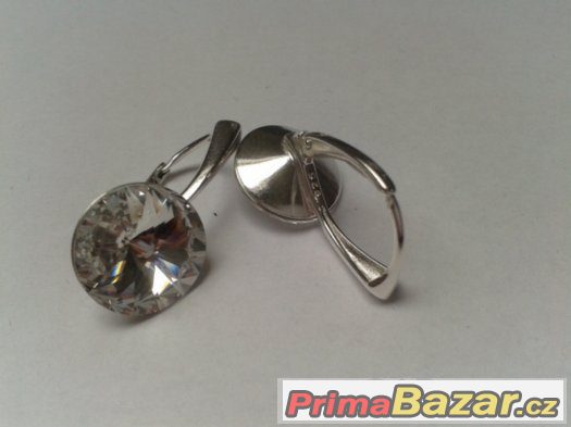 Stříbrné náušnice se Swarovski Rivoli, crystal, 12 mm, nové