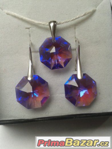 Stříbrný set se Swarovski Octagon, nový Stříbrný set se Swarovski Octagon, nový
