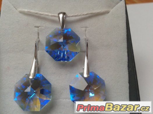 Stříbrný set se Swarovski Octagon, nový Stříbrný set se Swarovski Octagon, nový
