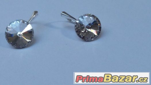 Stříbrné náušnice se Swarovski Rivoli, crystal, 16 mm, nové