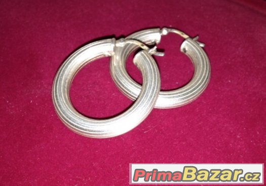 Ag 925/1000 stříbrné puncované masivní kruhy cca 3 cm průměr