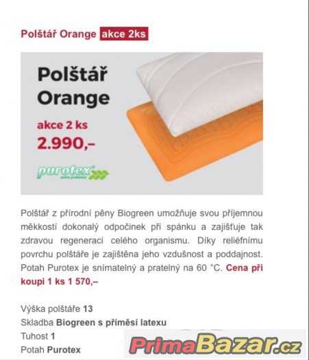Polštář Orange pro zdravé spaní - značka UNAR
