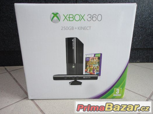 XBOX 360 250GB HDD kinekt + 3 hry záruka