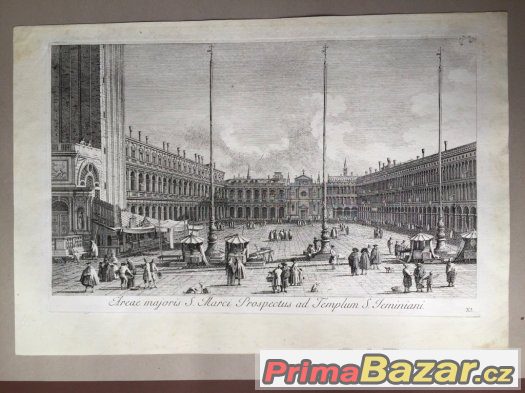 Canaletto Benátky, rytina Visentini rok 1735 orig.