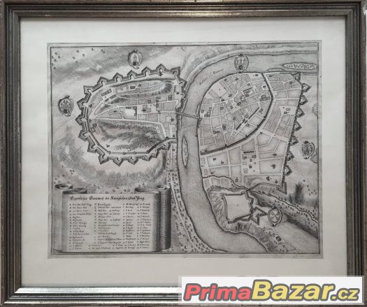 PRAHA rytina z roku 1650 originál Merian