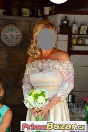 překrásné šaty s krajkou, svatební,ples,maturita 42/L překrásné šaty s krajkou, svatební,ples,maturita 42/L
