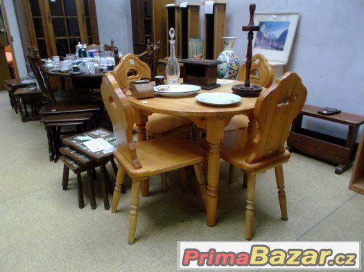 4x jídelní židle masív + jídelní stůl, cena 6990,-Kč