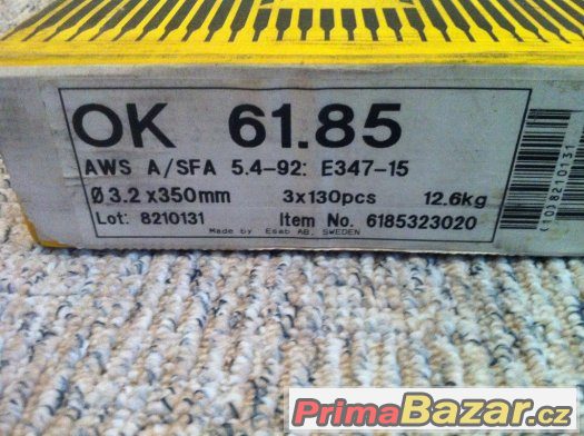 Nerezové elektrody OK 61,85 - 3,2x350mm, hmotnost 4,2kg