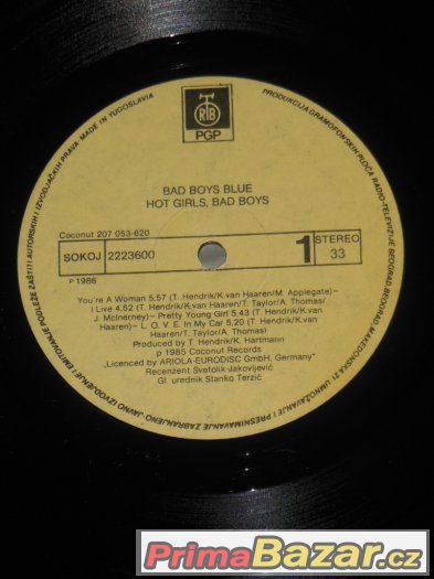 Prodám LP Bad Boys Blue ‎– Hot Girls, Bad Boys (1986)
