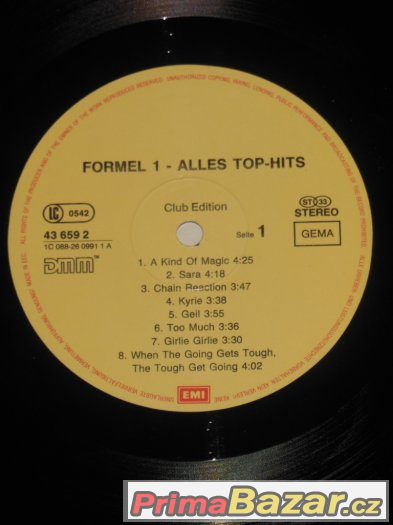 Prodám LP Formel Eins - Alles Top-Hits (1986)