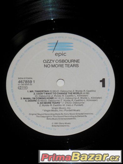 Prodám LP Ozzy Osbourne ‎– No More Tears (1991)