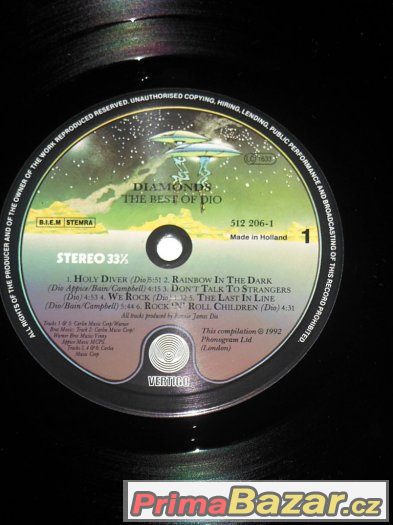 Prodám LP Dio ‎– Diamonds - The Best Of (1992)
