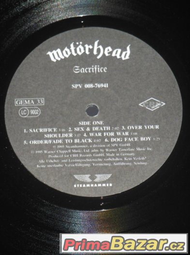 Prodám LP Motörhead ‎– Sacrifice