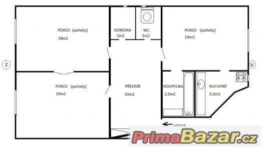 OV, 3+1 s původními prvky, k rekonstrukci, Praha 5 - Smíchov