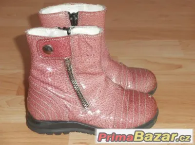 Dětské koženkové podzimní botičky, růžové, vel.23