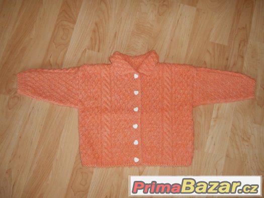 Dětský pletený svetřík oranžový - vel. 9-18 měsíců