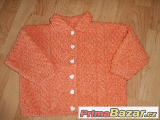 Dětský pletený svetřík oranžový - vel. 9-18 měsíců