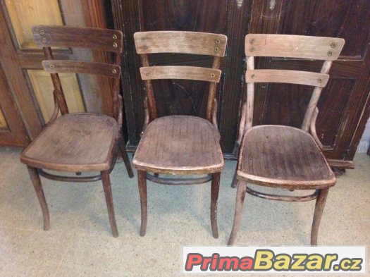 Židle Thonet, na opravu, 3 kusy, THONET WIEN Židle Thonet, na opravu, 3 kusy, THONET WIEN
