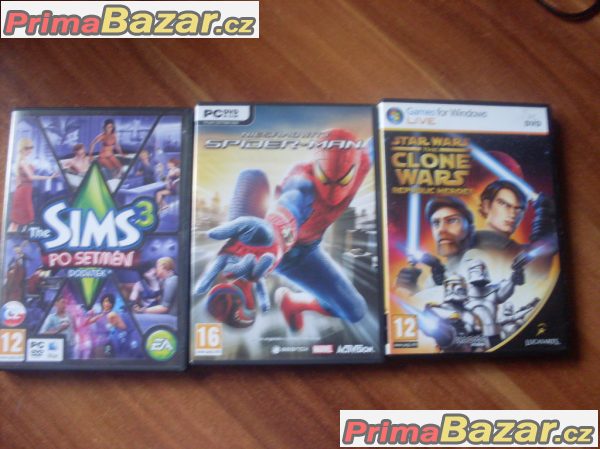 Prodám PC hry: The Sims 3 Po setmění , Amazing Spider-Man , Star Wars-The Clone Wars, Kačer Donald Vrací Úder , Aladin Nasiřina pomsta, Můj kamarád kůň 2 , Holiday World , Zapomenuté  bitvy, Need for Speed: Under Ground