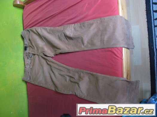 Pánské hnědé bavlněné kalhoty, džínový střih,na štíhlou post