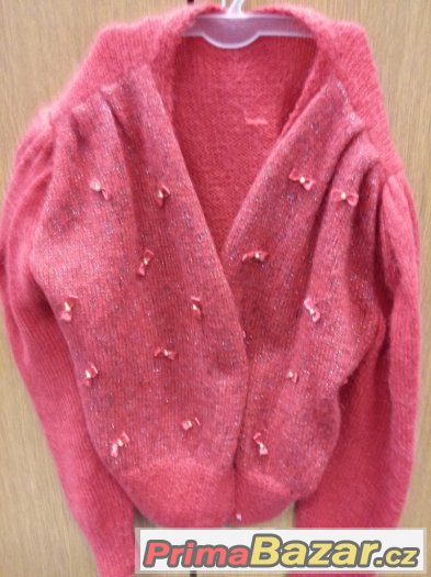 Luxusní dámský mohérový svetr, zdobený, vel. 38-40
