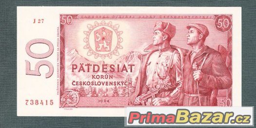 Staré bankovky - 50 kčs 1964 bezvadný stav