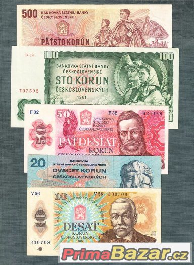 Staré bankovky - sestava 1970-1986 pěkný stav