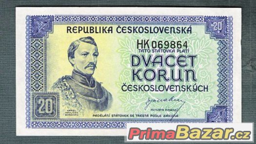 stare-bankovky-20-kcs-1945-pekny-stav