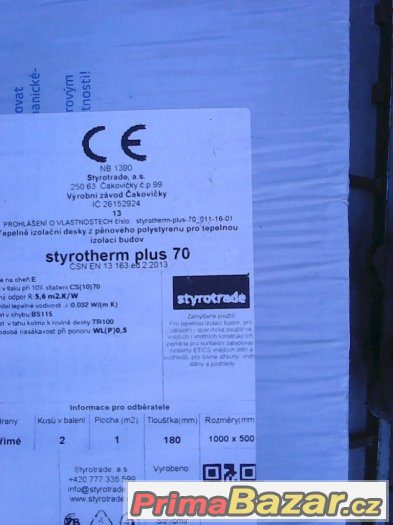 Fasádní polystyren STYROTHERM PLUS 70 TLOUŠTKA-180mm