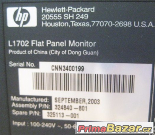 LCD monitor HP 17 palců, výborný stav, funkční
