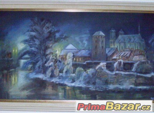 obraz malovany na platne+ram k tomu 270x70cm,pouze Cheb